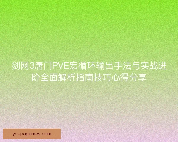 剑网3唐门PVE宏循环输出手法与实战进阶全面解析指南技巧心得分享