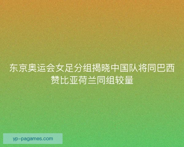 东京奥运会女足分组揭晓中国队将同巴西赞比亚荷兰同组较量
